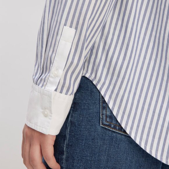 NWOT Everlane Must-Have Shirt in Silky Cotton, Blue White Stripe - Size 6 - Picture 4 of 16